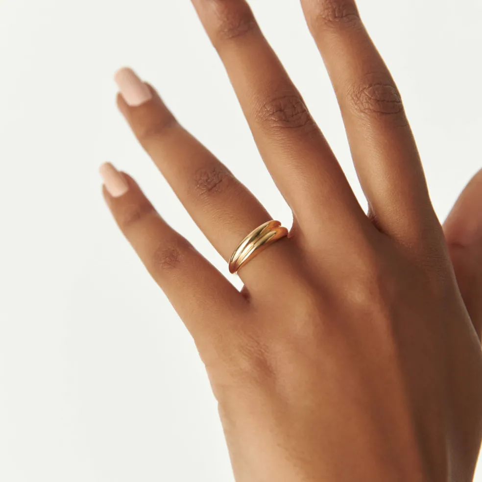 14k Dome Dual Band Stackable Statement Ring