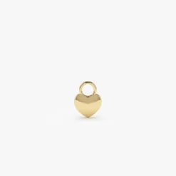 14k Dome Heart Hoop Charm