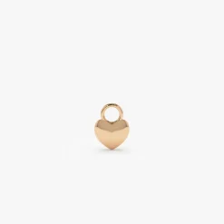14k Dome Heart Hoop Charm