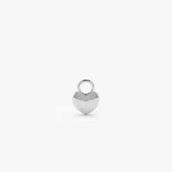 14k Dome Heart Hoop Charm