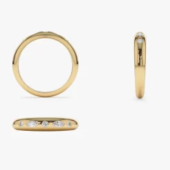 14k Dome Marquise and Round Diamonds Flush Setting Ring
