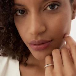 14k Dome Zig Zag Flush Diamond Ring