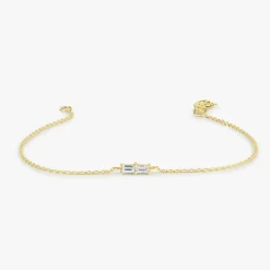 14k Double Baguette Diamond Bracelet