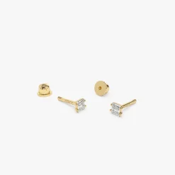 14k Double Baguette Diamond Helix Piercing