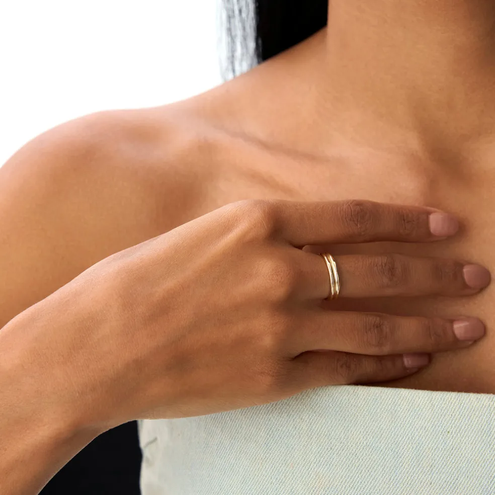 14k Double Dome Band Wedding Ring