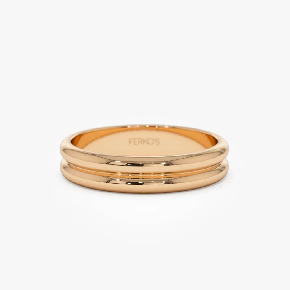 14k Double Dome Band Wedding Ring