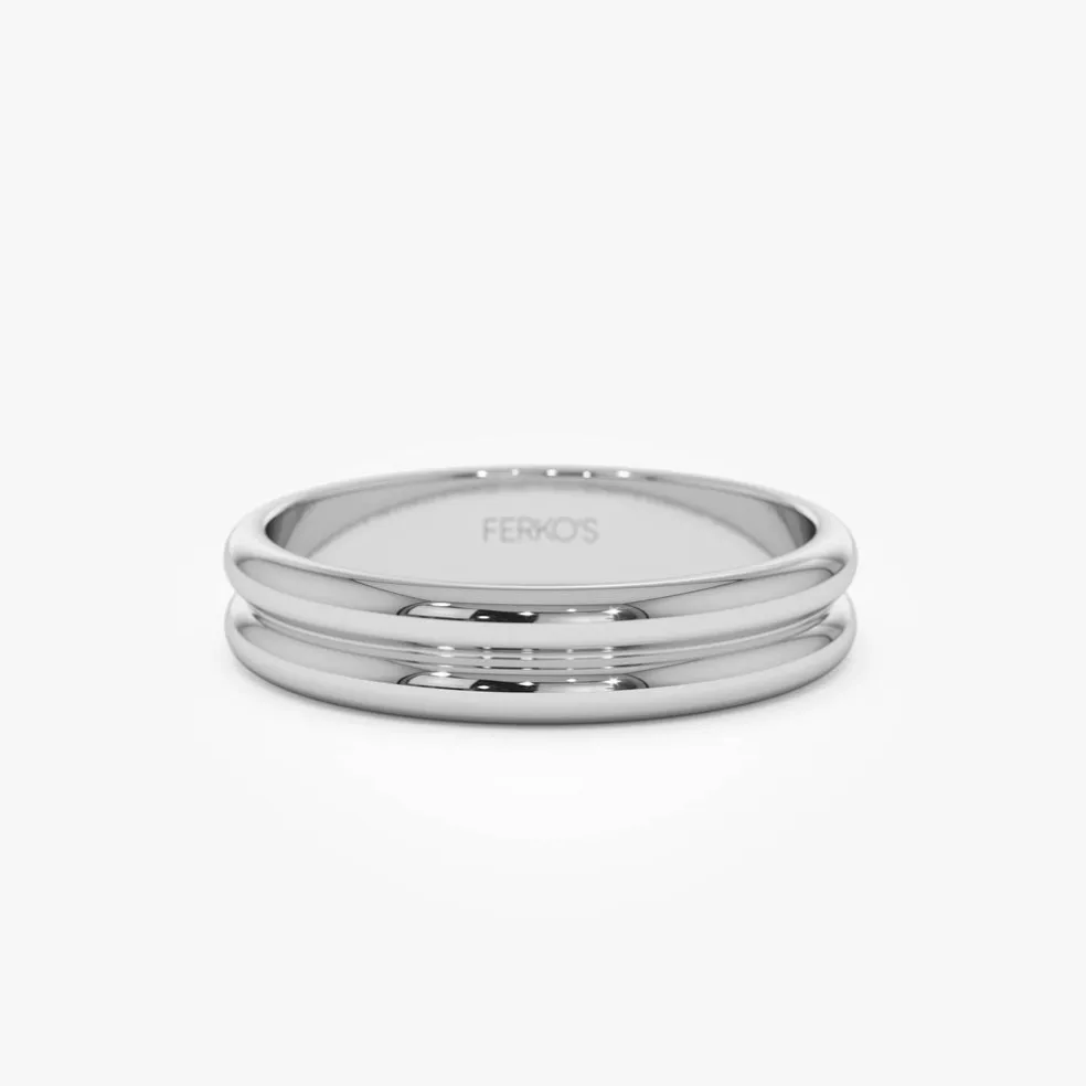 14k Double Dome Band Wedding Ring