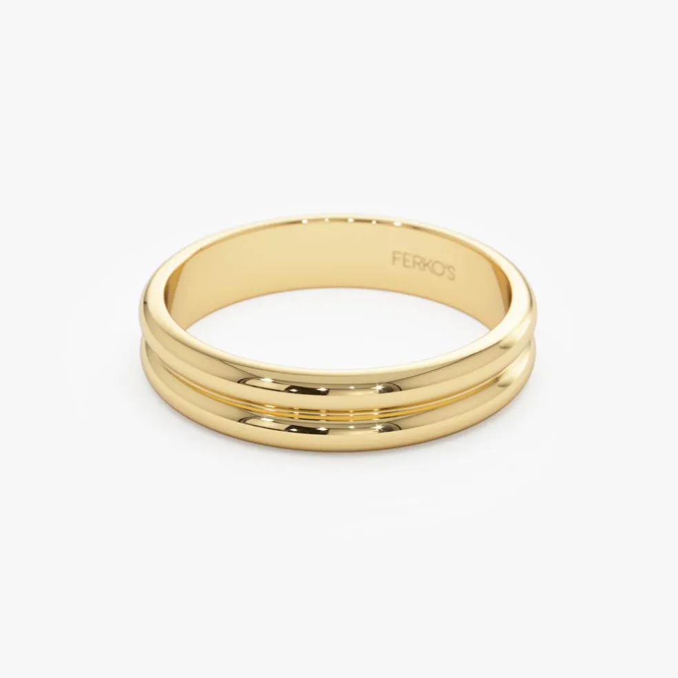 14k Double Dome Band Wedding Ring