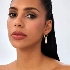 14k Double Link Dangle Earrings