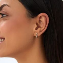14k Double Mini Diamond Hoop Earrings