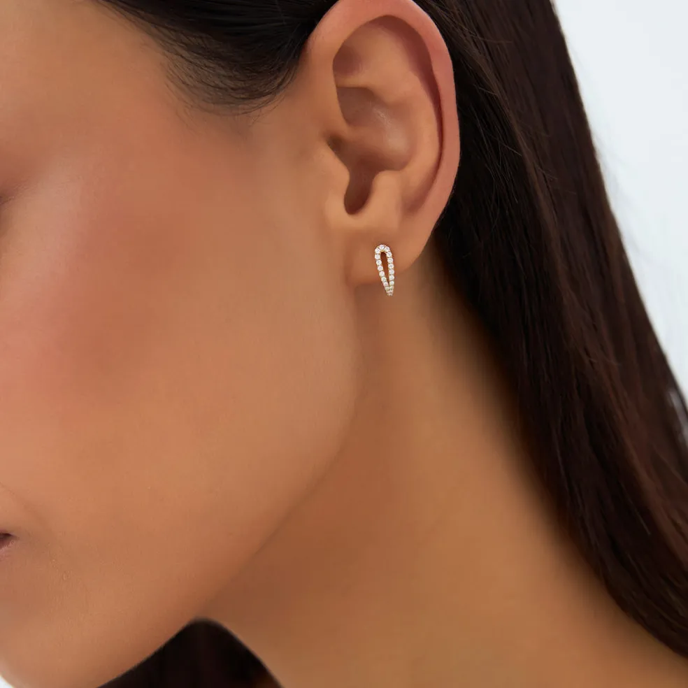 14k Double Mini Diamond Hoop Earrings
