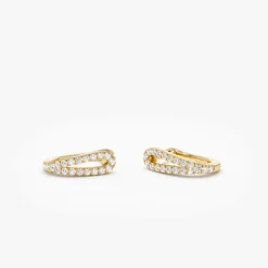 14k Double Mini Diamond Hoop Earrings