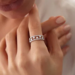 14k Double Row Pave Ring w/ Floating Diamonds