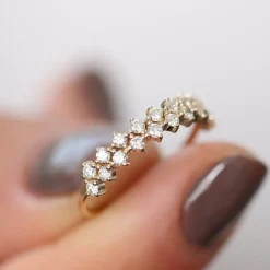 14K Double Row Prong Setting Diamond Wedding Band