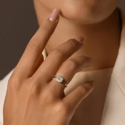 14k East West Illusion Setting Emerald Pie Cut Diamond Ring