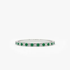 14K Emerald and Diamond Alternating Eternity Ring