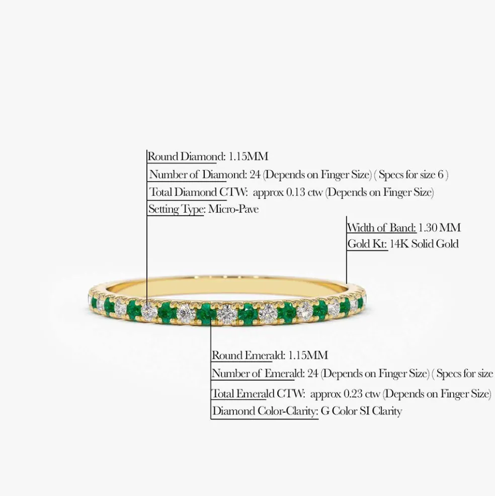 14K Emerald and Diamond Alternating Eternity Ring