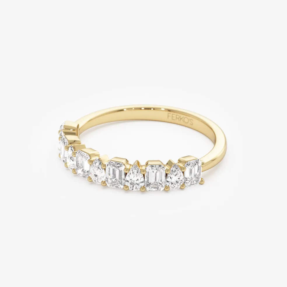 14k Emerald and Pear Shape Diamond Ring