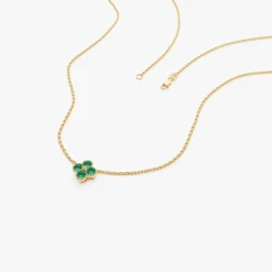 14k Emerald Clover Beaded Necklace