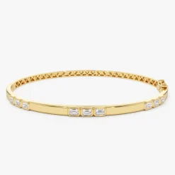 14k Emerald Cut Bezel Setting Bangle