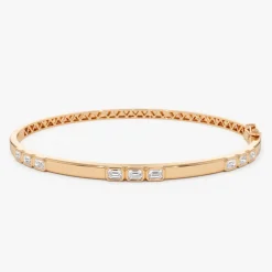 14k Emerald Cut Bezel Setting Bangle