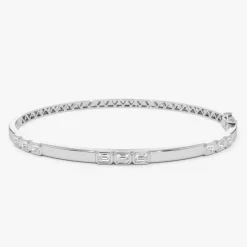 14k Emerald Cut Bezel Setting Bangle