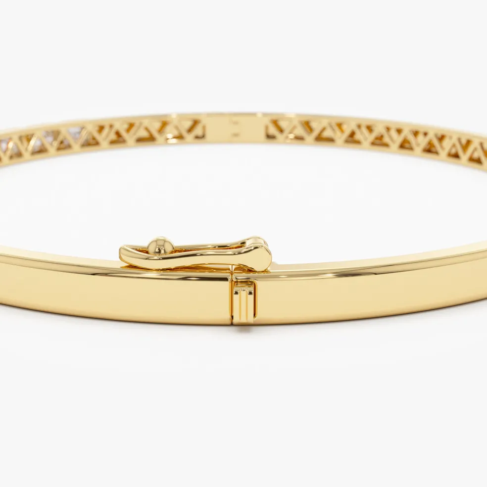 14k Emerald Cut Bezel Setting Bangle