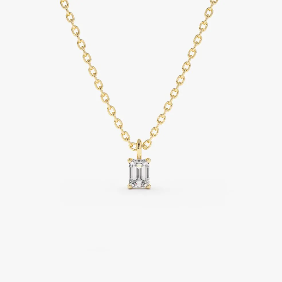 14k Emerald Cut Diamond Solitaire
