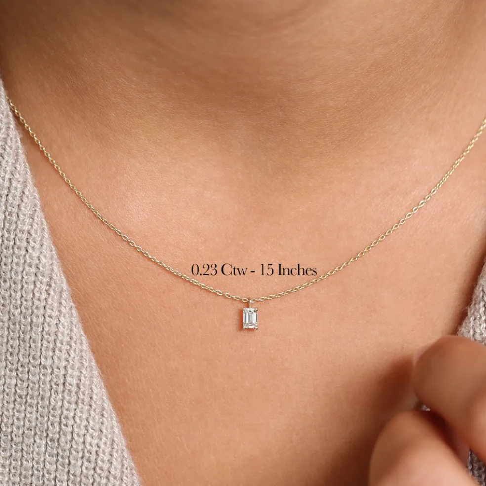 14k Emerald Cut Diamond Solitaire
