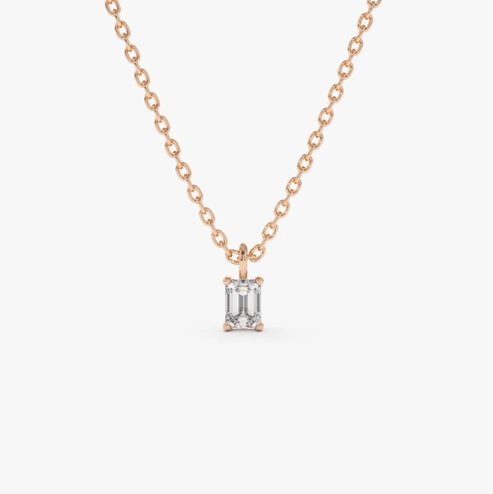 14k Emerald Cut Diamond Solitaire