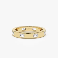 14k Emerald Cut Full Eternity Flush Setting Diamond Band