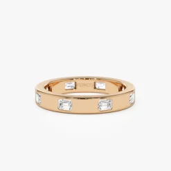 14k Emerald Cut Full Eternity Flush Setting Diamond Band