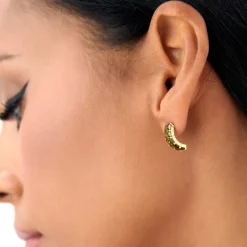 14K Emerald Cut Peridot Half Hoop Earrings
