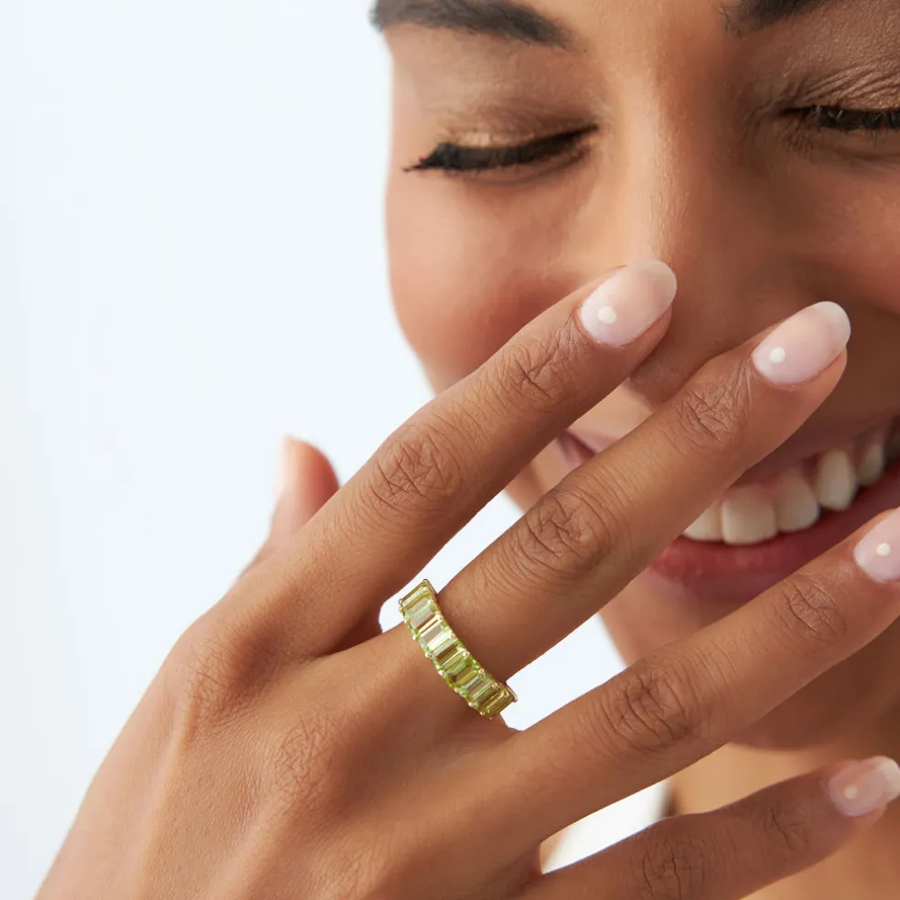 14k Emerald Cut Peridot Nine Stone Ring 2.35ctw