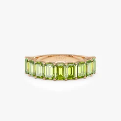 14k Emerald Cut Peridot Nine Stone Ring 2.35ctw