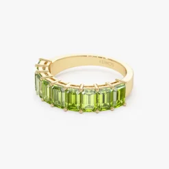 14k Emerald Cut Peridot Nine Stone Ring 2.35ctw