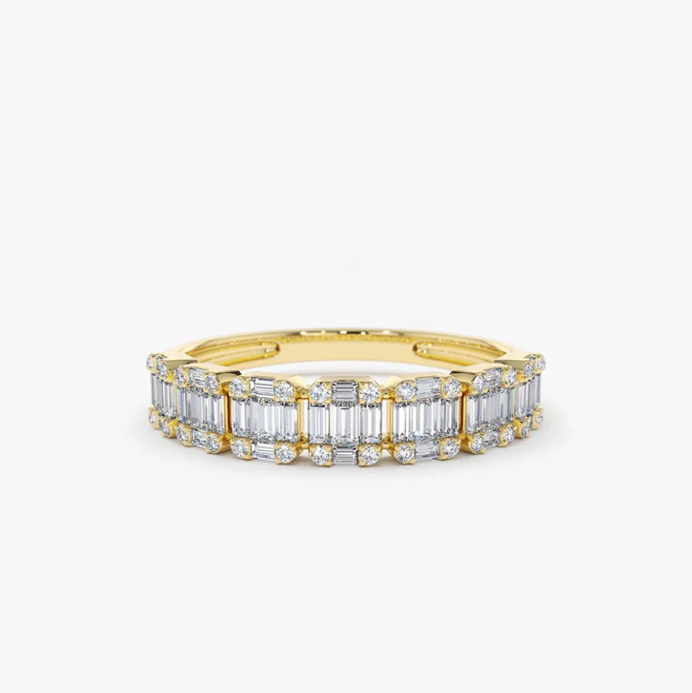 14K Emerald Illusion Diamond Wedding Band