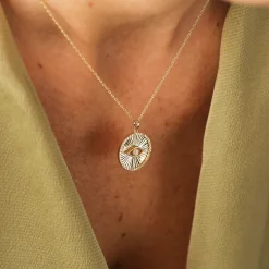 14K Evil Eye Diamond Medallion Necklace