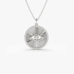 14K Evil Eye Diamond Medallion Necklace