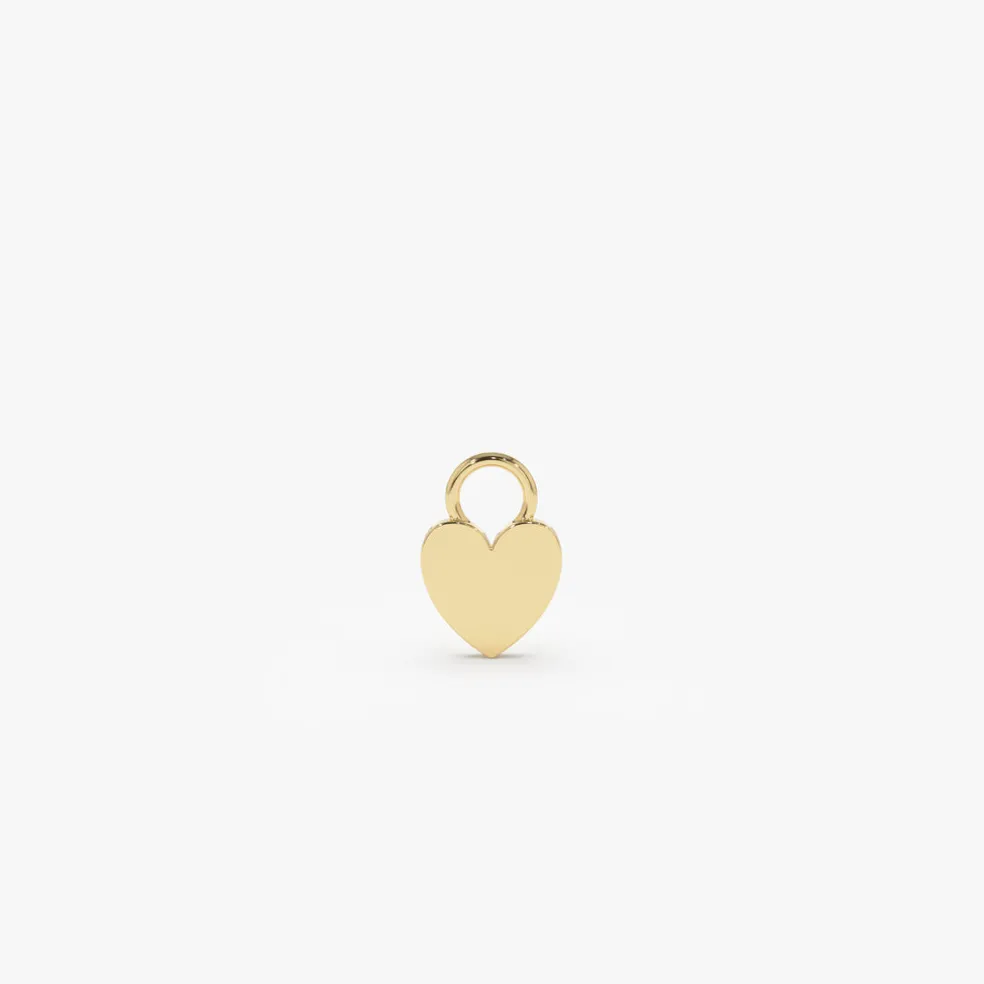 14k Flat Heart Hoop Charm