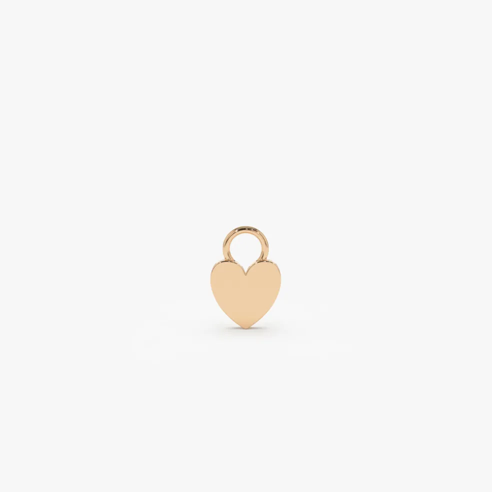 14k Flat Heart Hoop Charm
