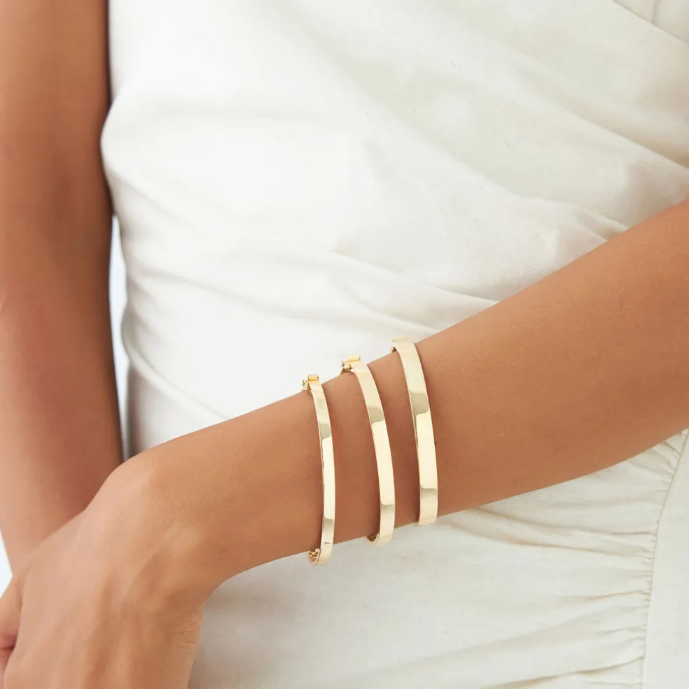 14k Flat Stackable Gold Bangle