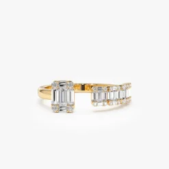14k Floating Diamond Baguette Cut Diamond Ring