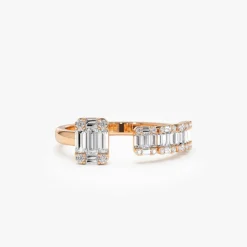 14k Floating Diamond Baguette Cut Diamond Ring