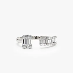 14k Floating Diamond Baguette Cut Diamond Ring