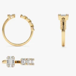 14k Floating Diamond Baguette Cut Diamond Ring