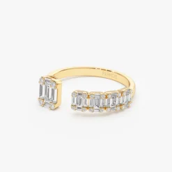 14k Floating Diamond Baguette Cut Diamond Ring