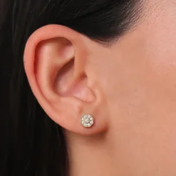 14k Floral Design Diamond Studs