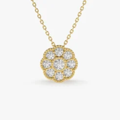 14k Floral Diamond Pendant