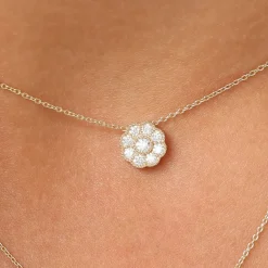 14k Floral Diamond Pendant